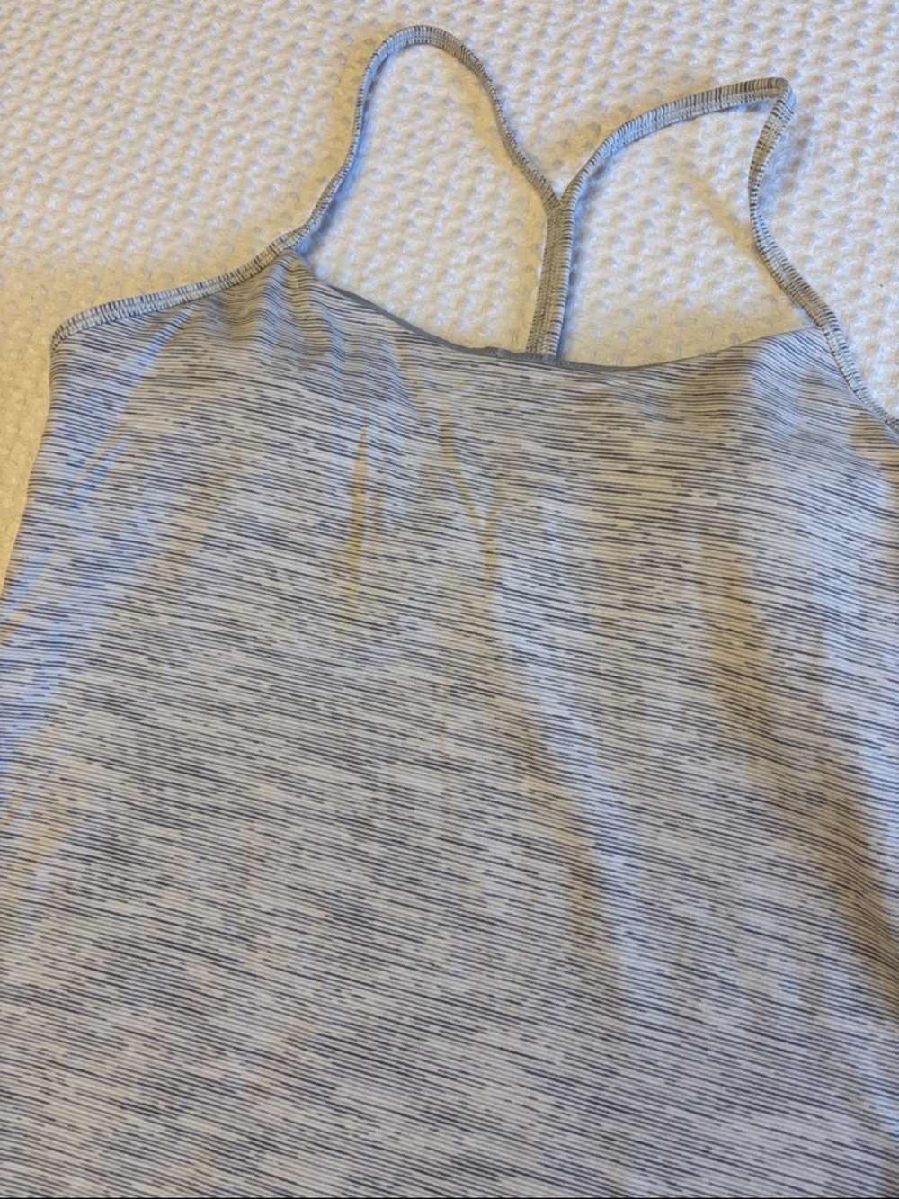 lululemon athletica Size 10 gray striped workout racerback tank built-in bra - Picture 2 of 12